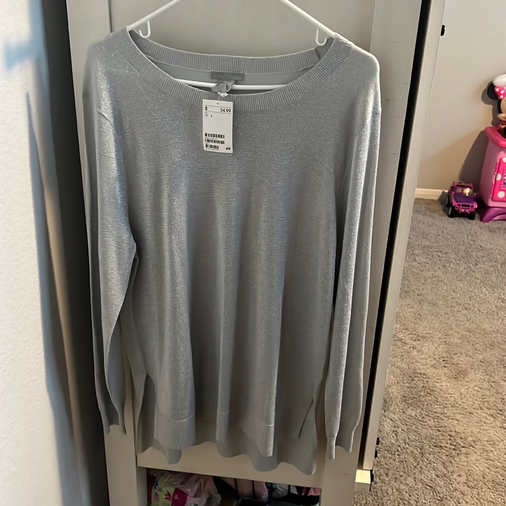 Silver H&M sweater new never worn with tag